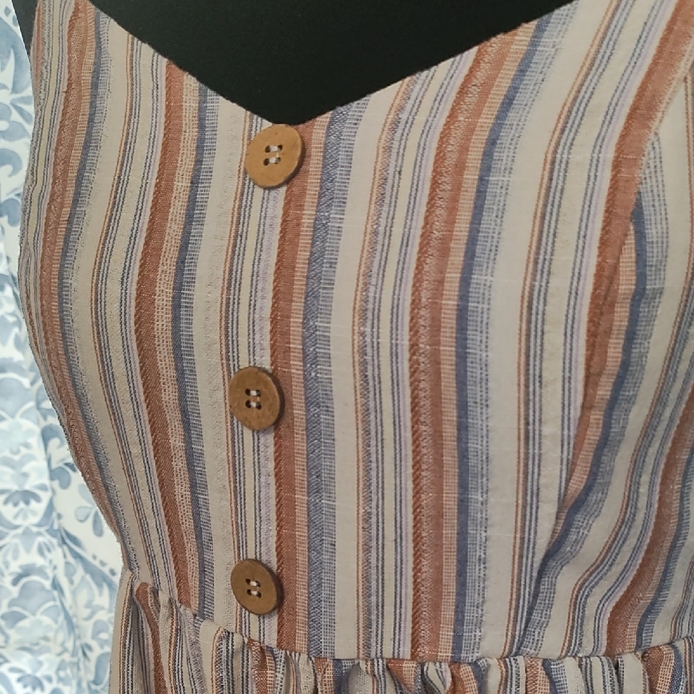 Multi-Color Striped Button-Front Maxi Dress - Picture 2 of 4